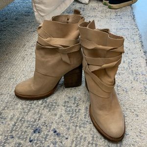 Free People Royal Rush Cream Wrap Leather Booties